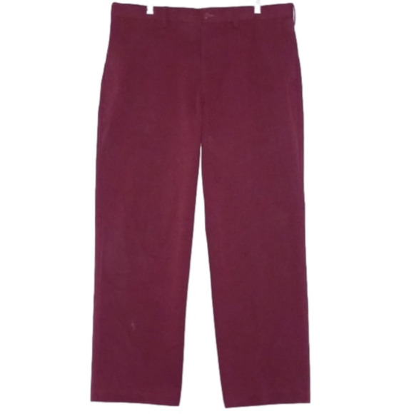 CROFT & BARROW Maroon Flat Front Chinos w/ Wide Legs - Picture 2 of 7